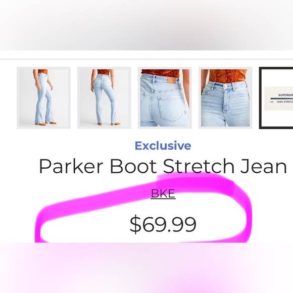 BUCKLE BKE Women’s Parker Boot Stretch Jean | Color: Eckel (Light Wash) NEW/NWOT - Picture 8 of 12